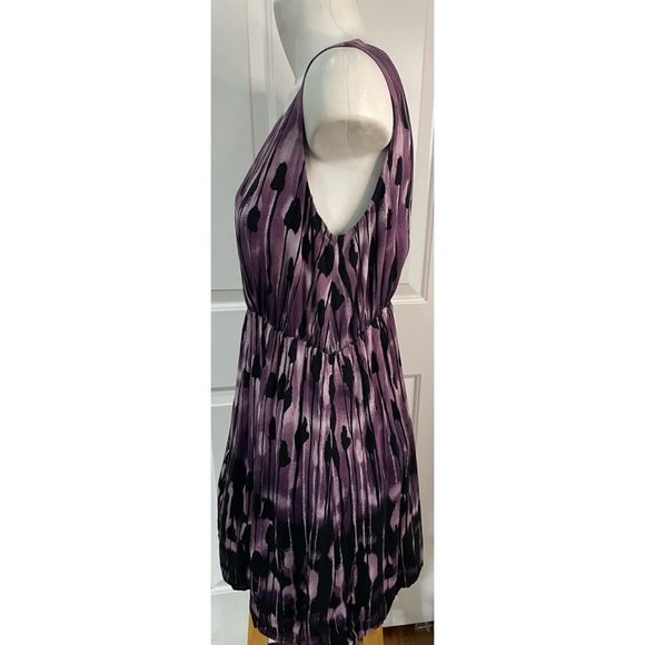 J. Jill Purple Black Sleeveless Rayon Elastic Waist Blouson Tank Dress Size PM - Picture 3 of 5